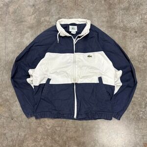Vintage 90s Lacoste IZOD Navy Blue & White Windbreaker Jacket Size L